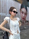 Summer Square Neck Lace Ribbon Puff Sleeves Blouse